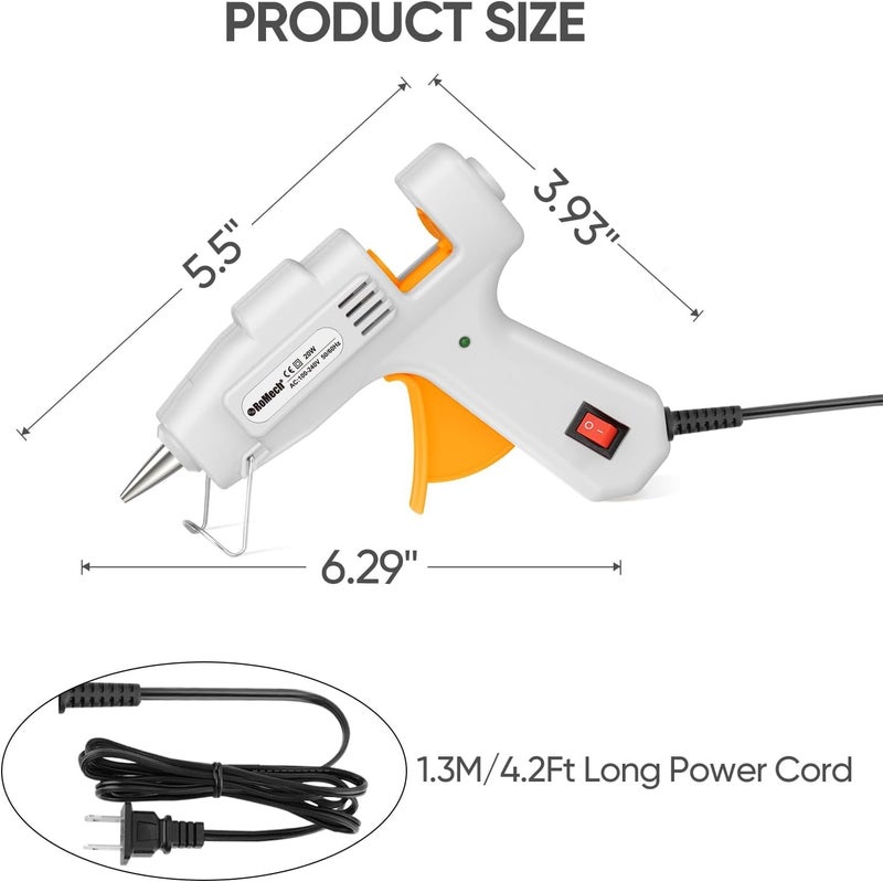 ROMECH 20W Mini Hot Glue Gun with 30 Glue Sticks Set, Fast Preheating Hot Glue Gun Kit Heavy Duty Gluegun for Craft, DIY, Repairs (White) - Image 4